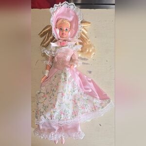 Barbie in Pink Floral Gown with Lace Bonnet
